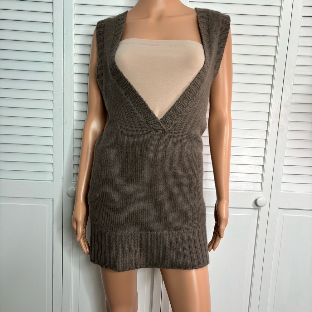 THEORY Brown Jeannie Cashmere Tunic Sweater Size Small